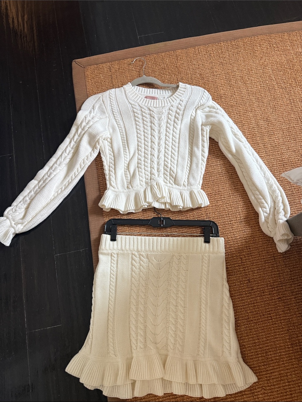 Women's Cream Cable Knit Ruffle Skirt show me your mumu